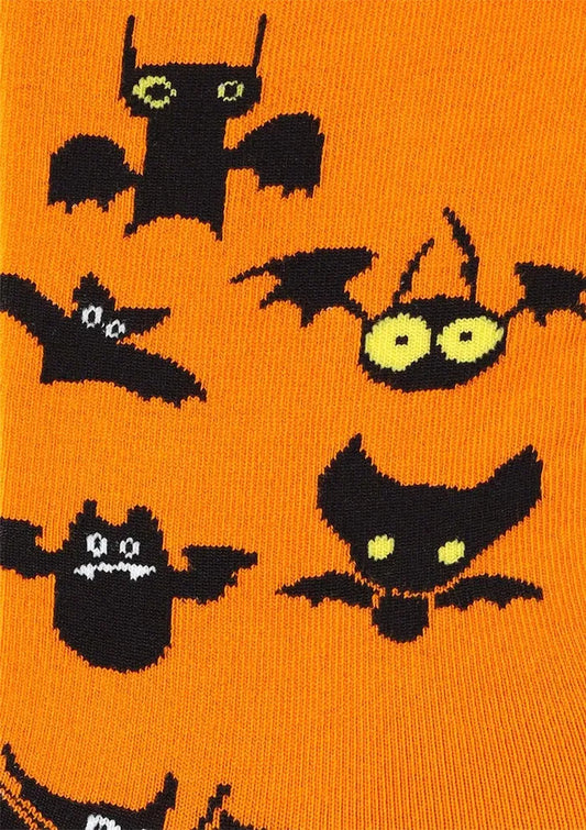 Men's Bat Pattern Halloween Socks UK – Orange Premium Cotton – Flying Into Seasonal Style