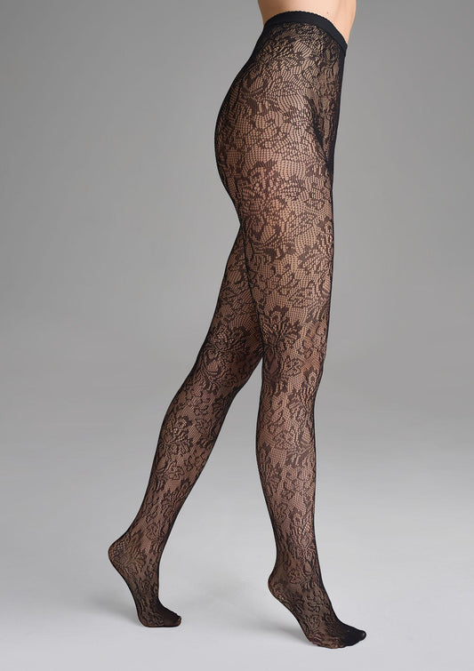 Floral Ornament Fishnet Tights UK – Decorative Mesh – Elegant Day & Evening Wear