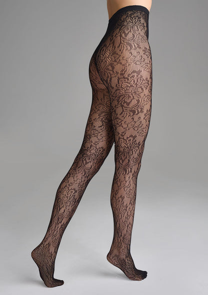 Floral Ornament Fishnet Tights UK – Decorative Mesh – Elegant Day & Evening Wear