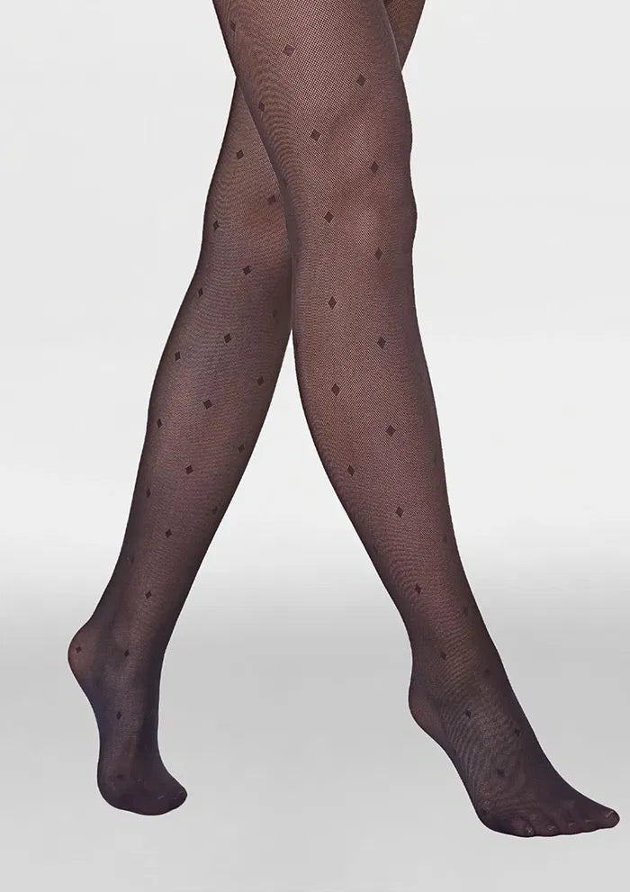 Diamond Pattern Tights UK – 20 DEN Semi-Sheer – Geometric Elegance with Leg-Lengthening Effect