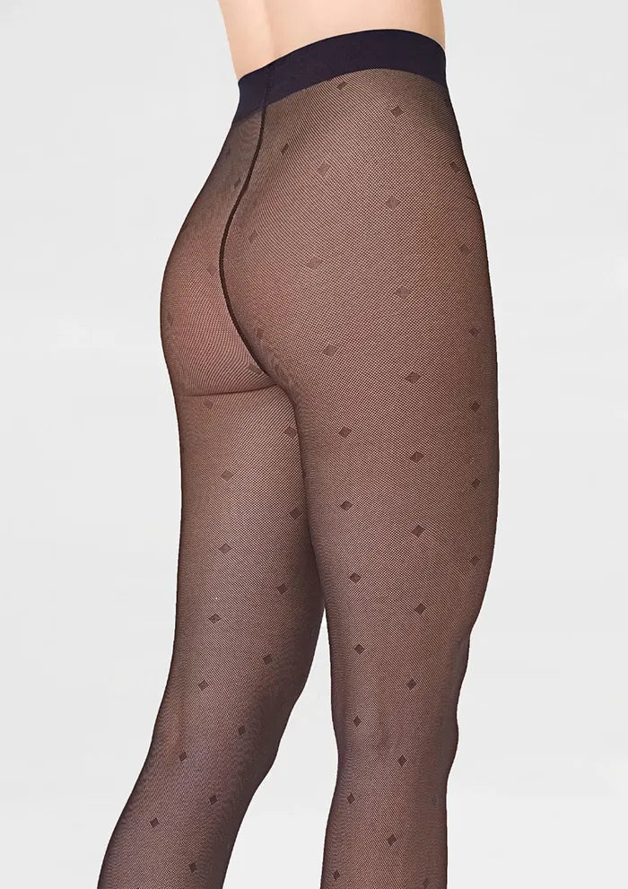 Diamond Pattern Tights UK – 20 DEN Semi-Sheer – Geometric Elegance with Leg-Lengthening Effect