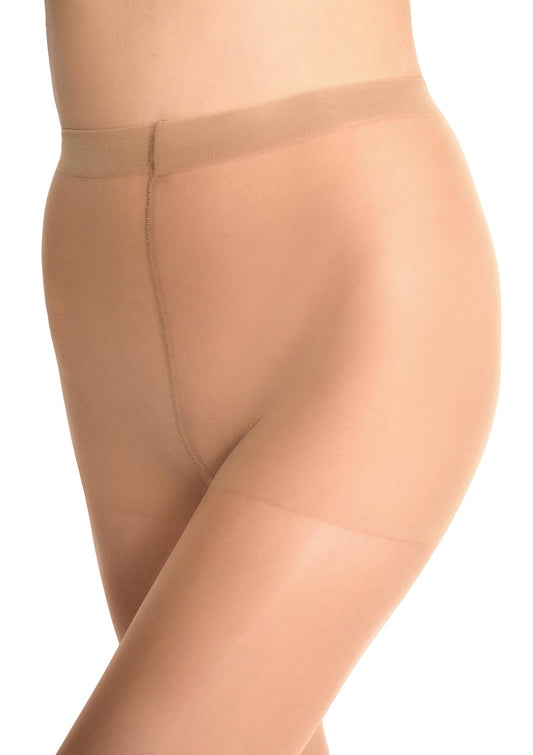 Close-up comparison of beige and black 15 DEN matte tights showing color options
