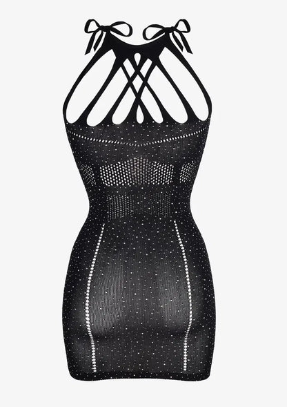 Mesh Dress with Diamante Accents UK – One Size Stretch – Sparkling Party Elegance