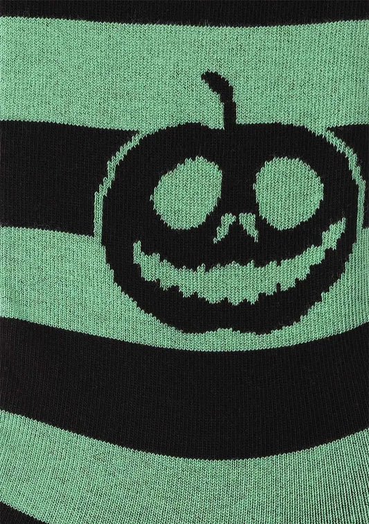Men's Striped Pumpkin Halloween Socks UK – Black Premium Cotton – Classic Stripes Meet Seasonal Spirit