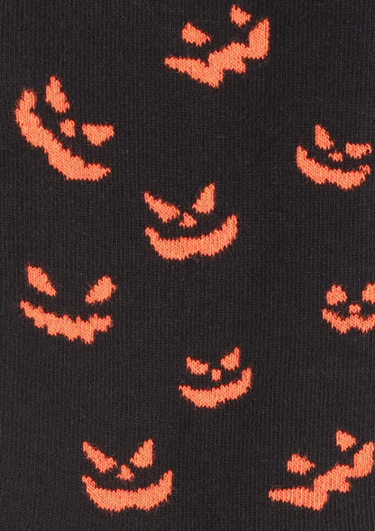 Neon Pumpkin Halloween Socks UK – Men's Black Premium Cotton – Bold Seasonal Statement