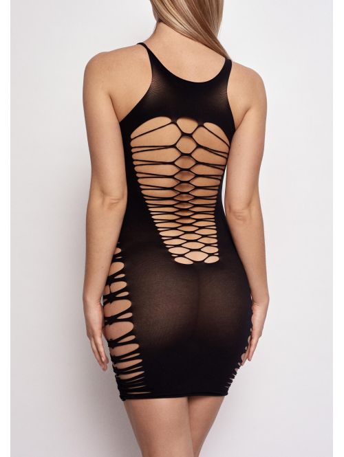Black Cut-Out Bodystocking Dress – One Size Sexy Lingerie