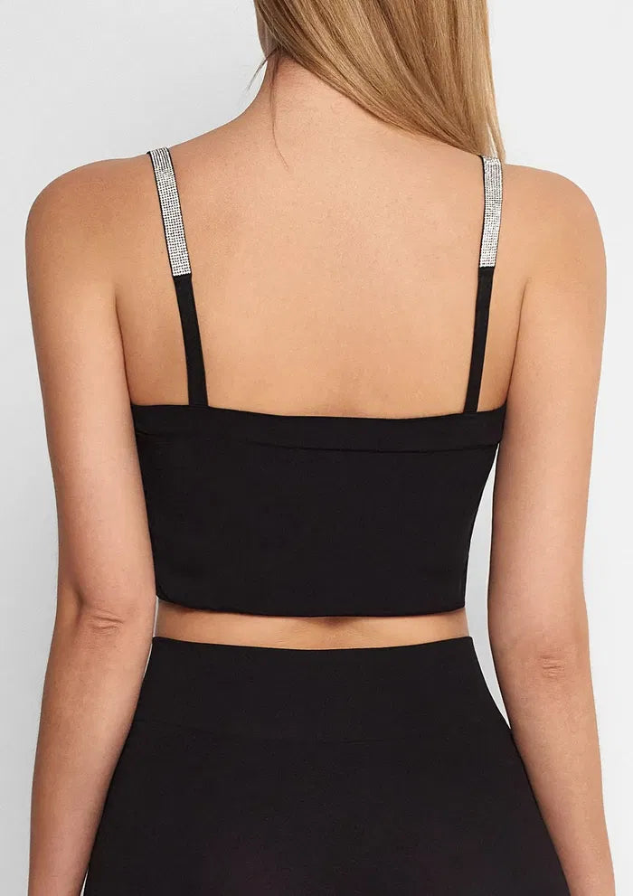 Seamless Top with Crystal Straps – Soft Stretch Fit for Day & Night