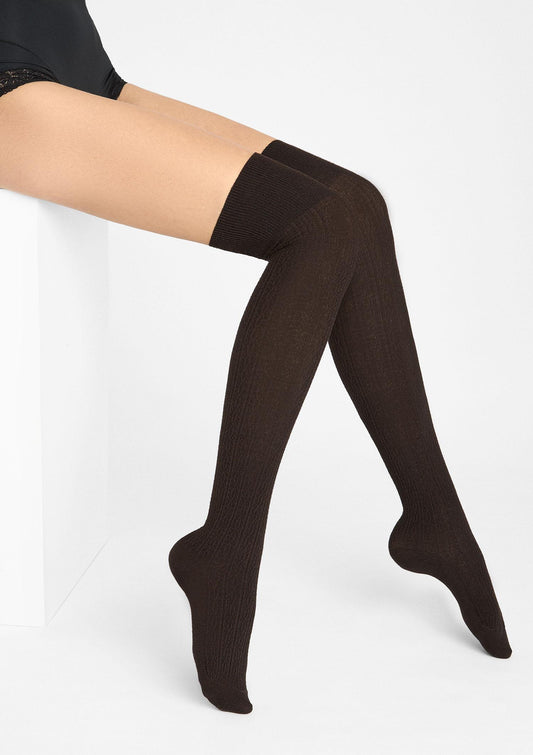 Zazu A40 Cotton Ribbed Over-the-Knee Socks